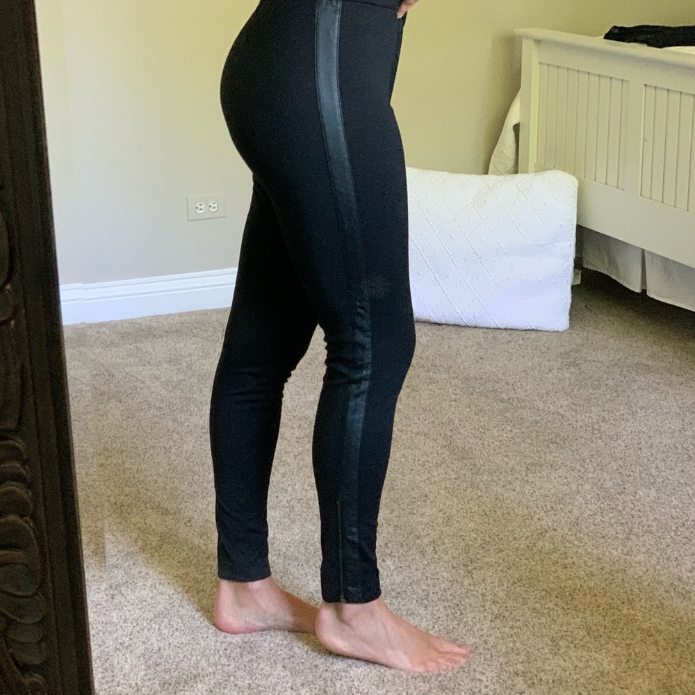 Banana Republic Factory Black Legging with faux leather Side Stripe